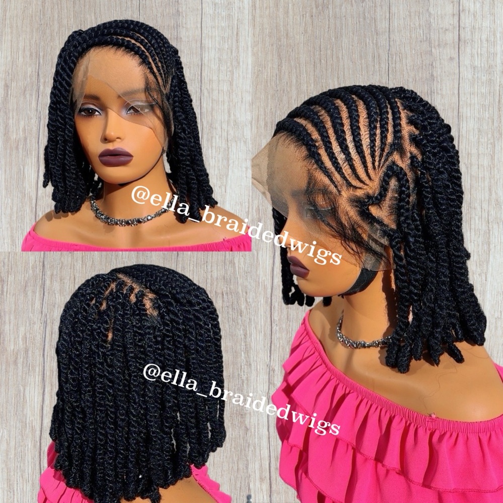Stylish Black Braided Wig Full Lavender Kinky Braid